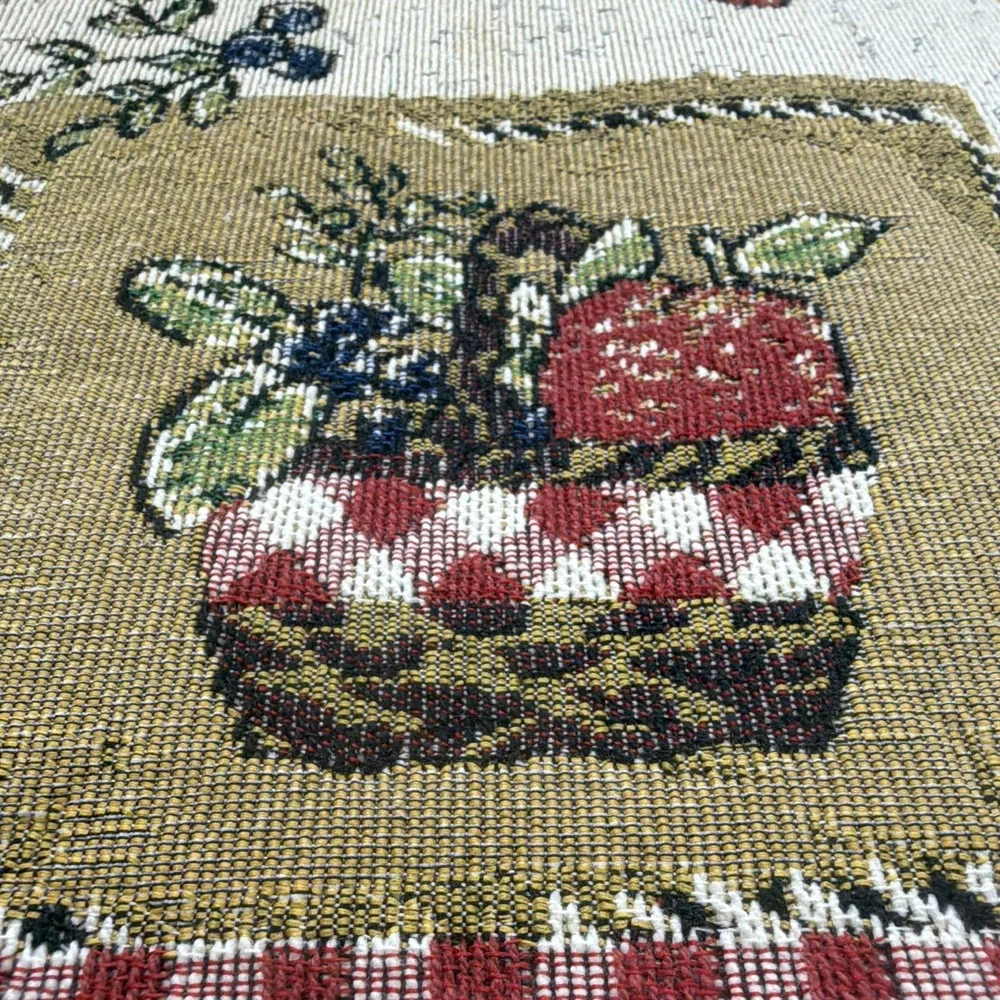 Set of 8 Tapestry Farm Rooster Fruit Basket/count Rooster Red Gingham Placemats